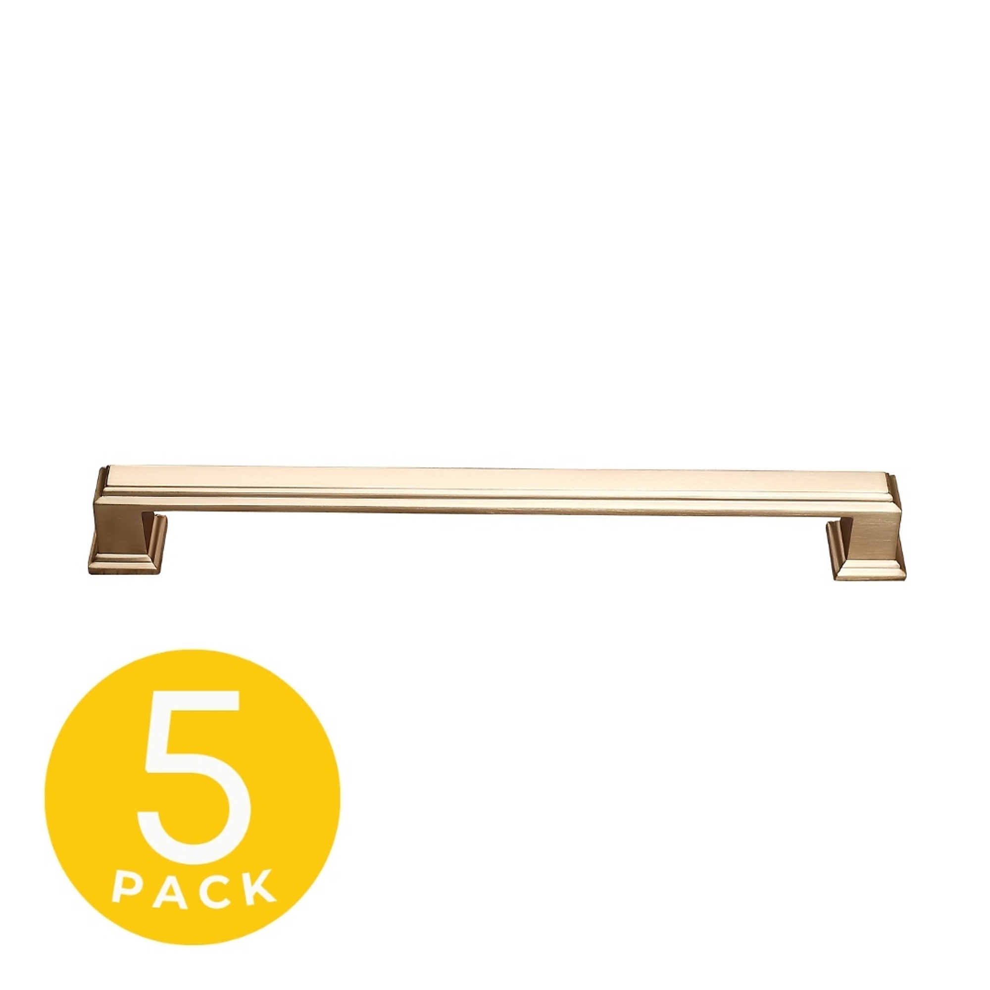 Sapphire Octa Series Cabinet Handle/Pull — 7.5in. Center-to-Center, Modern Gold, 5-Pack, Model# SP-2044A-192-BRA-5